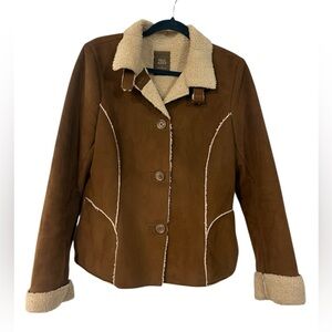 Old Navy Faux Suede Sherpa Lined Tan Y2K Collared Jacket